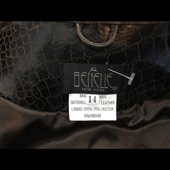 Benelle Chocolate Leather Jacket w/Caramel Details - Picture 7 of 8